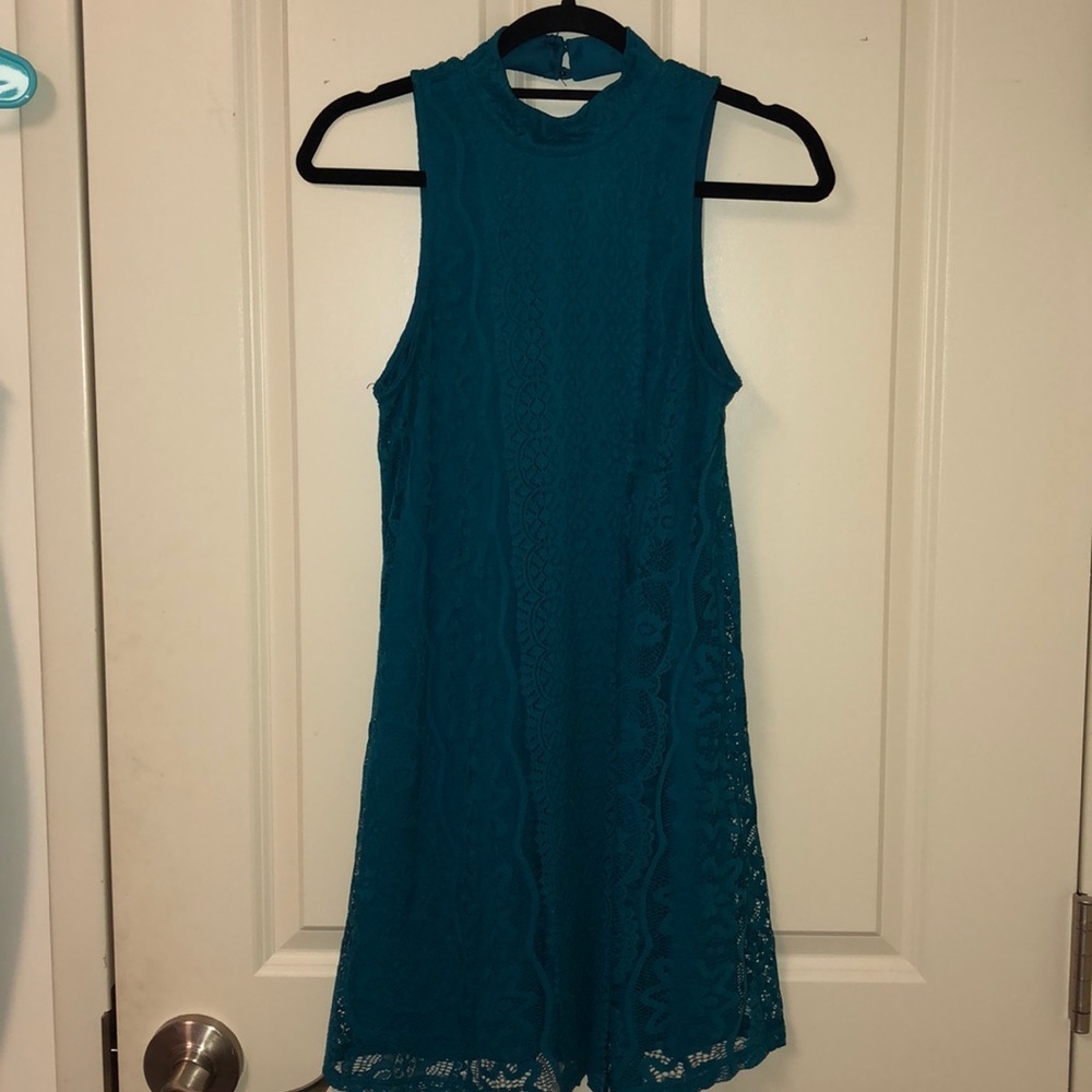 Turquoise lace dress